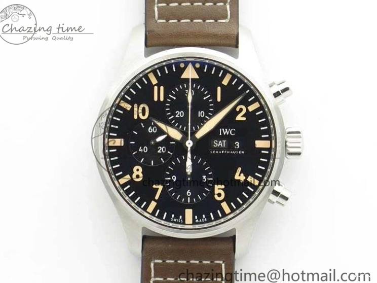 MIROTIME 0301 Pilot Chrono 20th ZF 1:1 Best Edition Black Dial On Brown Leather Strap A ZeroBulk 7236